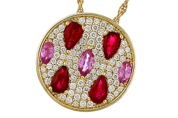 A329-72191: NECK 1.42 TW PRECIOUS (RUBY & PINK SAPP) 1.82 TGW